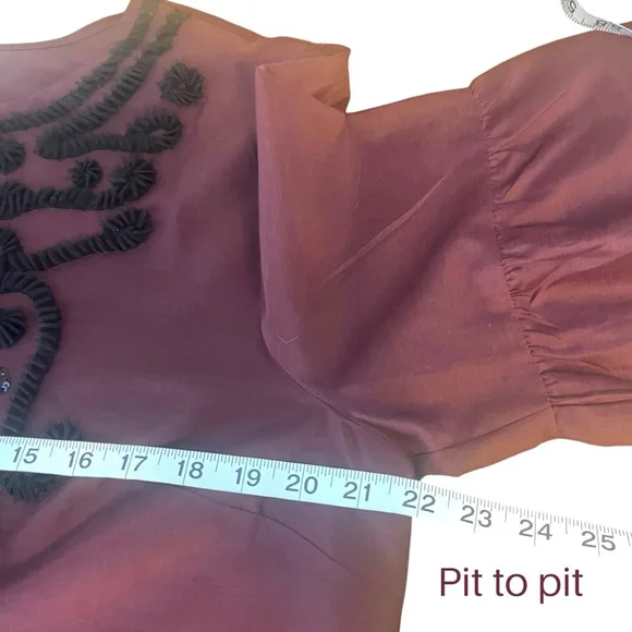 Women's Talbots RSVP Embellished Silk Blend Blouse Top, Burgundy, L - Picture 8 of 15